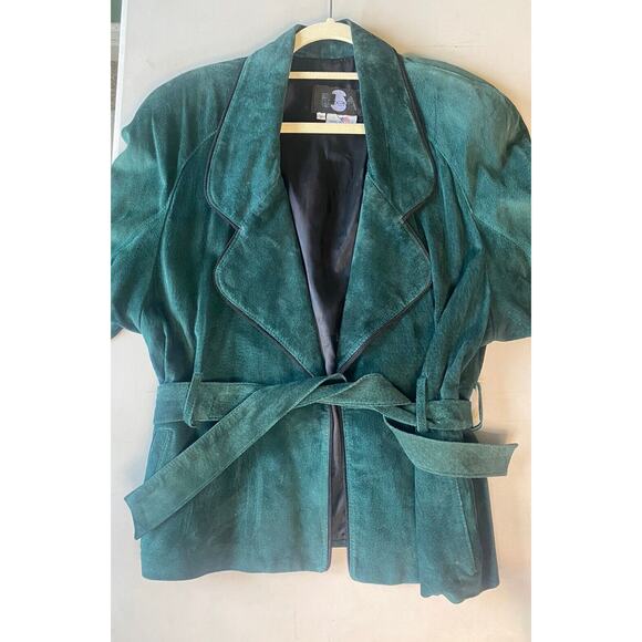Phoenix Vintage Jacket Womens Size Small Rare Green Suede Coat 90s y2k - Picture 2 of 11